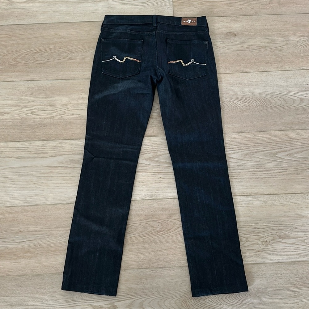 7FAM Rhinestone pocket jeans